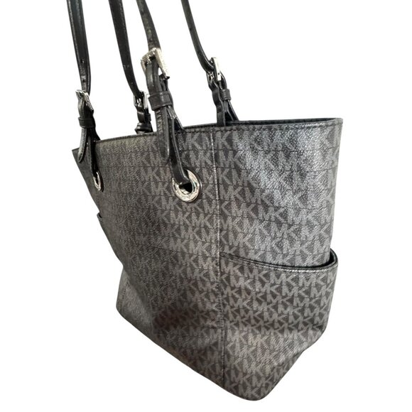 Michael‎ Kors Jet Set Signature Black Monogrammed PVC Tote Bag - Picture 10 of 15